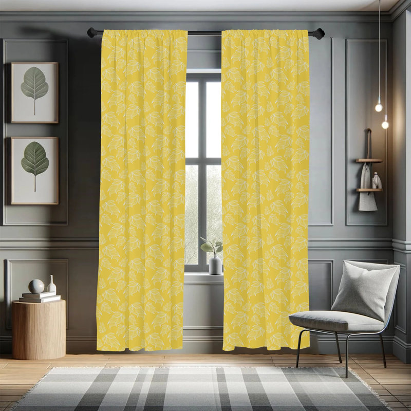 Leafy Botanical Semi-Sheer Rod Pocket Sliding Panels, 28" x 95"