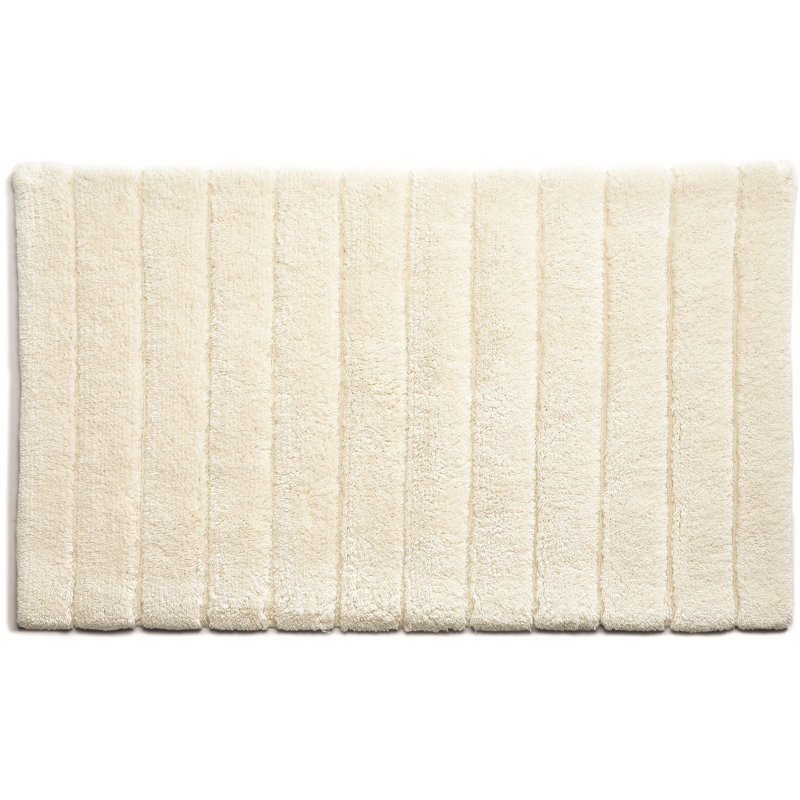 Dithusan Stripe Bamboo Bath Mat, 80cm L x 50cm W, Cream