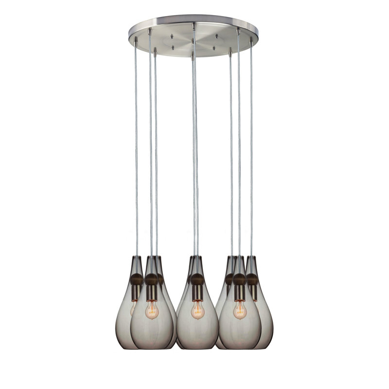 Earth 8 - Light Chandelier, Brushed Nickel, 24" H x 18" W x 18" D