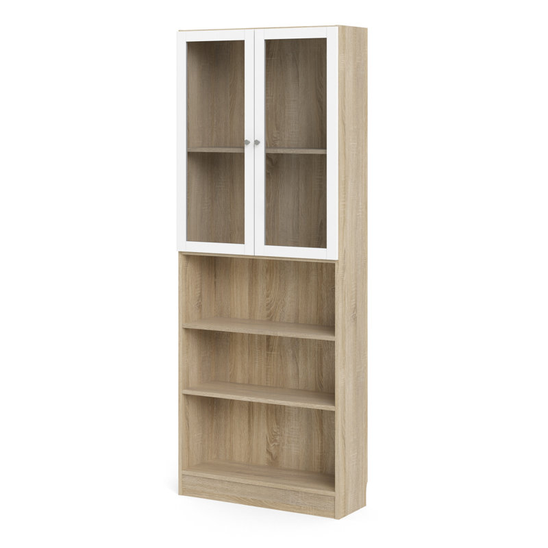 Basic Display Cabinet, Oak Wood/White