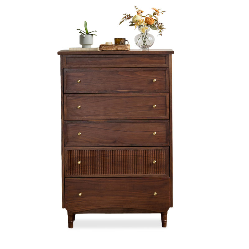 Black Walnut Color Solid Wood Accent Cabinet