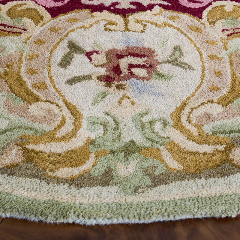 Tapis oriental en laine indien touffeté à la main Priscila Savonnerie, Rond 6 pi