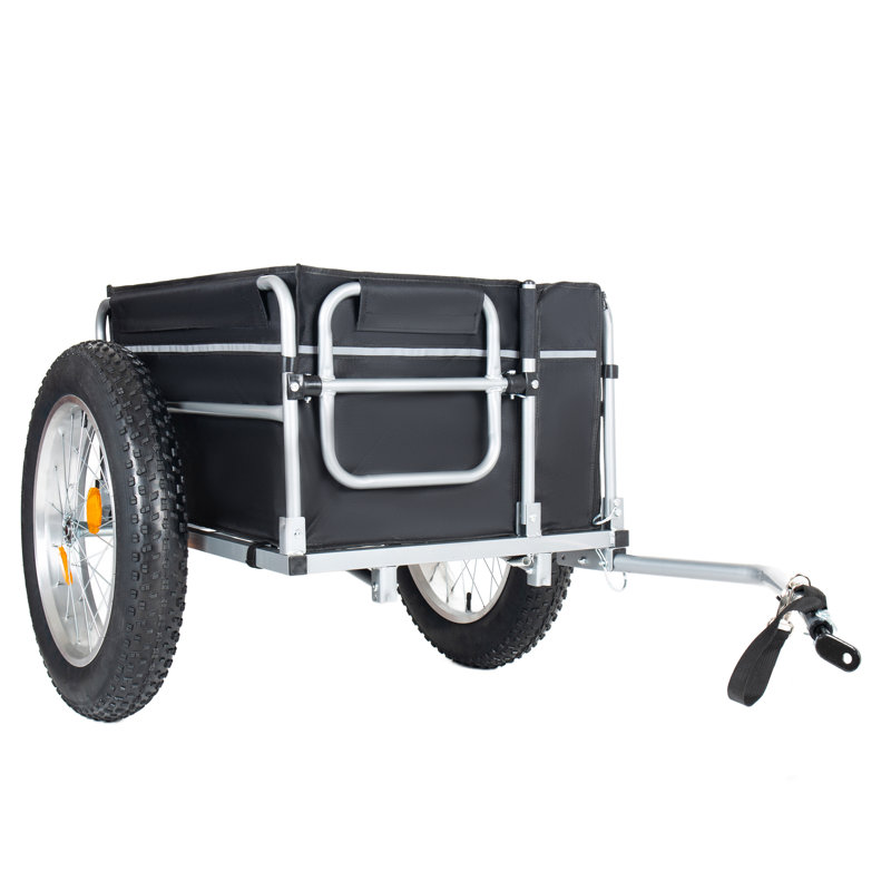 Remorque de cargaison de vélo robuste avec pneus de 23 po, chariot à vélo pliable d'une capacité de 150 lb pour le camping et l'épicerie