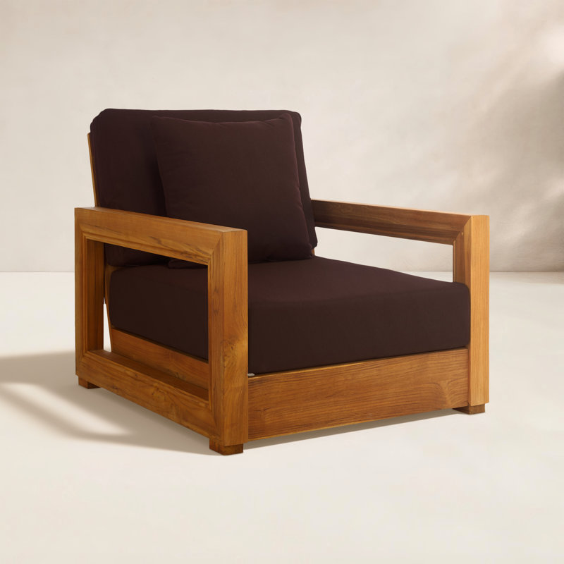 Montford Teak Patio Chair with Cushions, Dark Brown