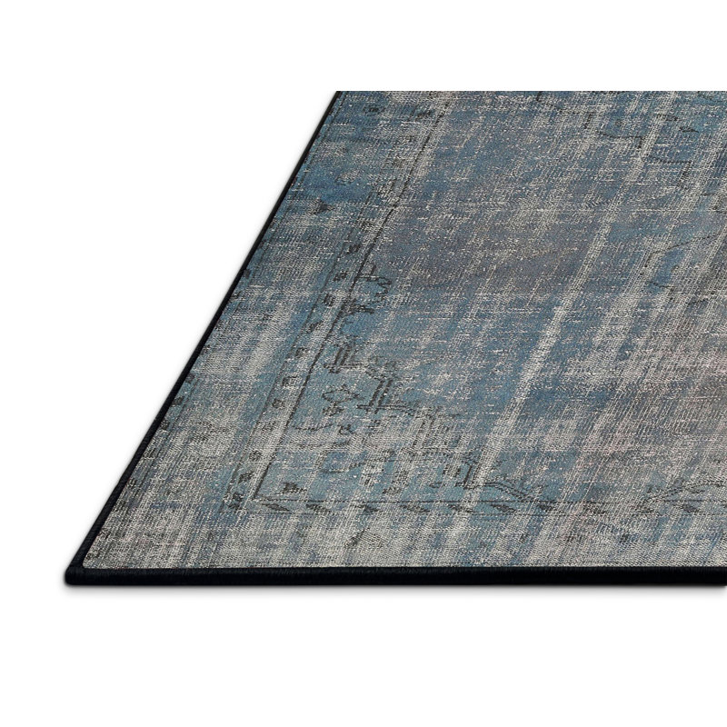 Tapis gris/poussière bleu clair traditionnel, Rectangle 2 pi x 3 pi
