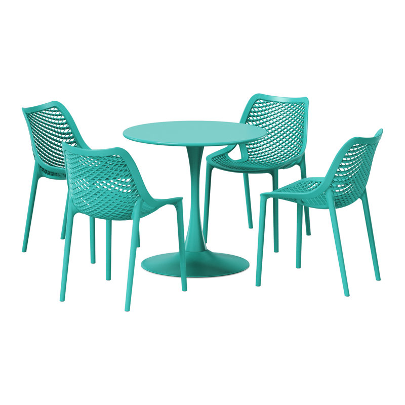 Ensemble repas extérieur pour 4 personnes, H 29 po x l 31,5 po x P 31,5 po, Sarcelle, 4