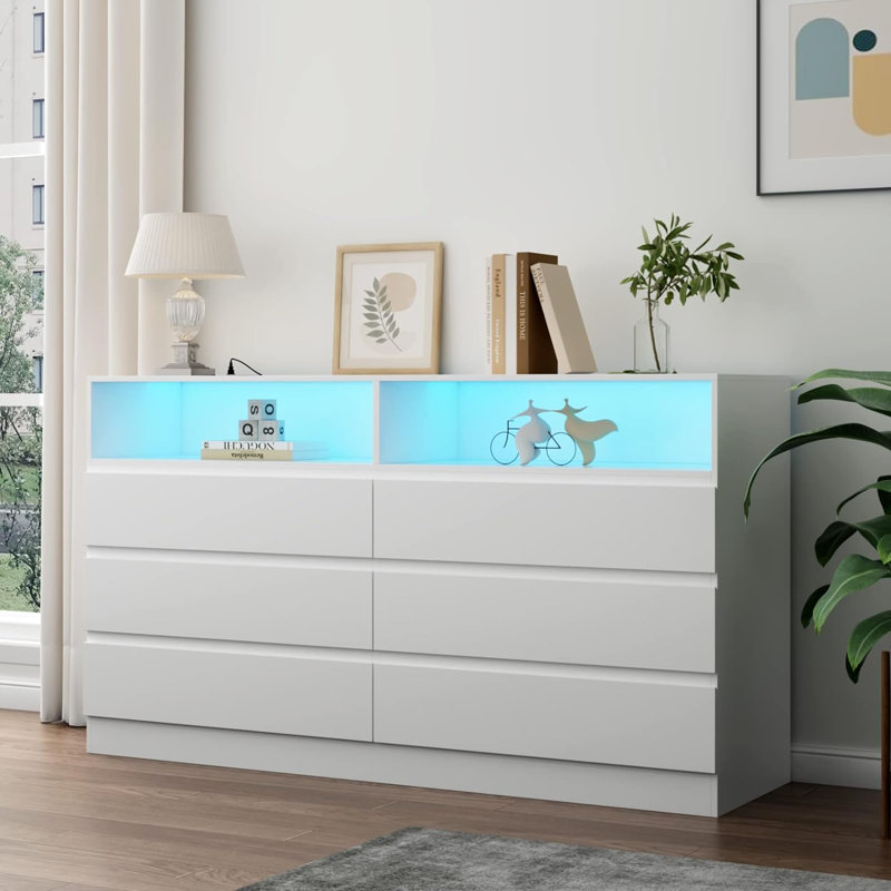 Elsgard 47.24'' W 6 - Drawer Dresser, White