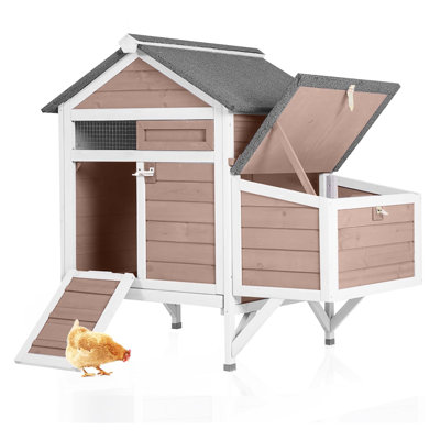 Outdoor Chicken Coop with Nesting Box, Weatherproof Hen House with Leakproof Pull-Out Tray, Oenable Roof, Poultry Coops for Chickens, Duck & Quail