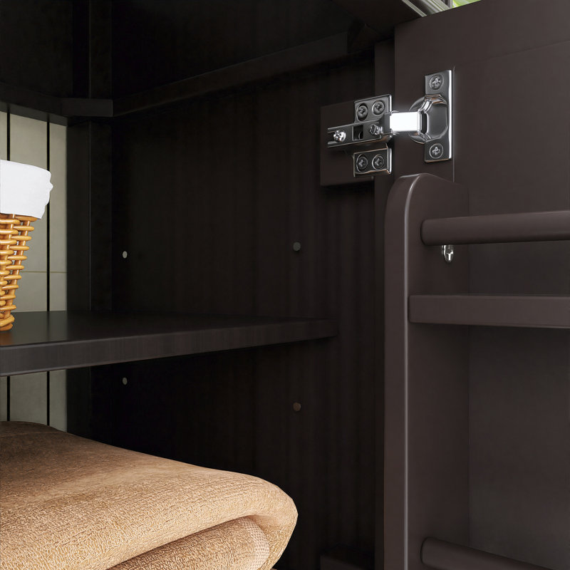 30 po Ensemble de meuble-lavabo autoportant avec comptoir en céramique, Noir, Argent argent