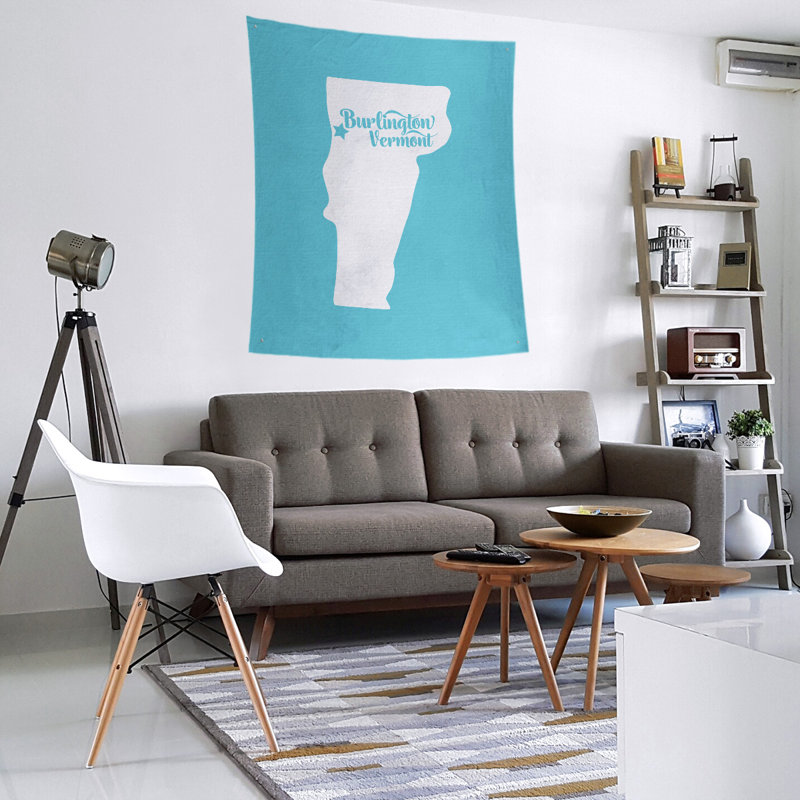 Tapisserie murale Burlington Vermont, H 27,5 po x l 37,5 po, Bleu sarcelle