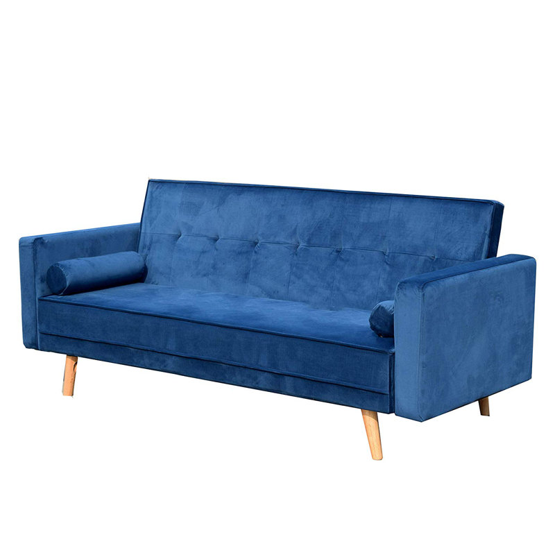 Mccarty 189cm Upholstered Futon And Mattress, Dark Blue