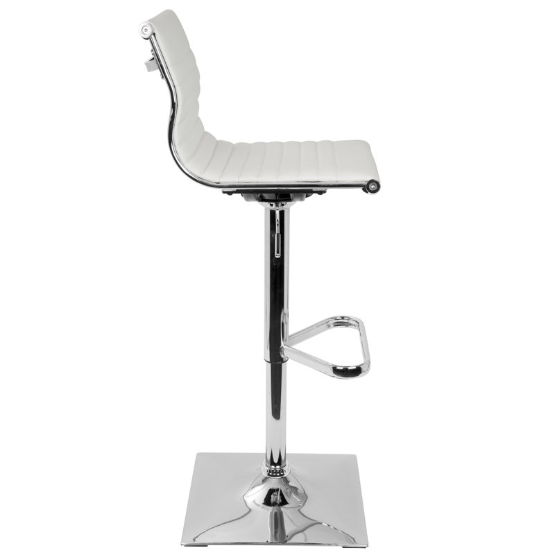 Contemporary Adjustable Barstool With Swivel In White Faux Leather By, White
