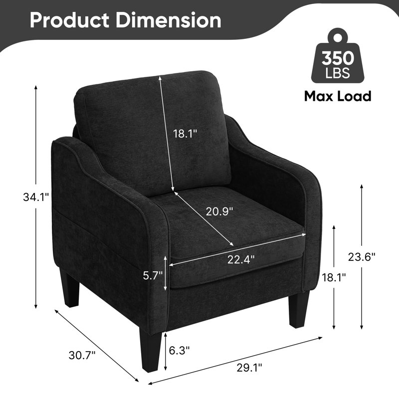 Mid-Century Accent Chairs Featuring Removable Cushions, Black