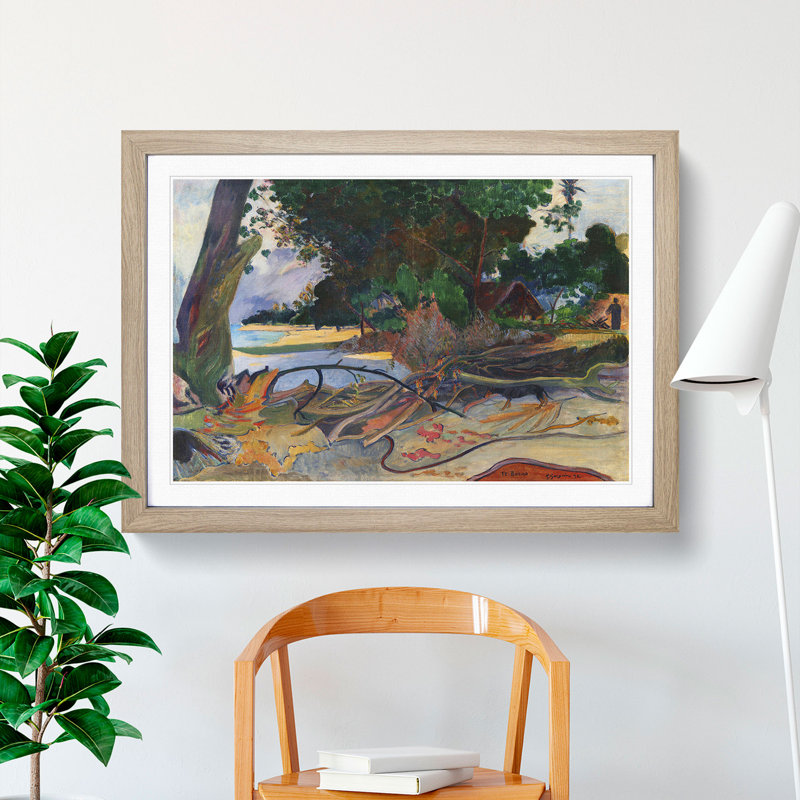 The Hibiscus Tree by Paul Gauguin - Picture Frame Painting, 36cm H x 48cm W x 2cm D, Oak