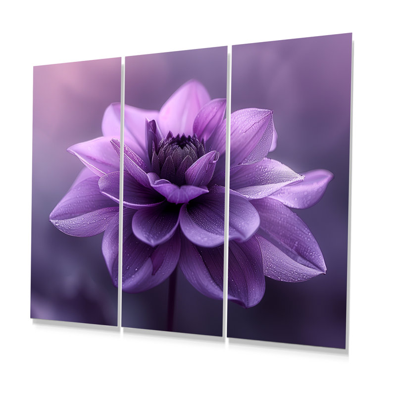 «Mauve Natures Nuance», ensemble de décorations murales Dahlia, Métal métal, H 28 po x l 36 po x P 1 po