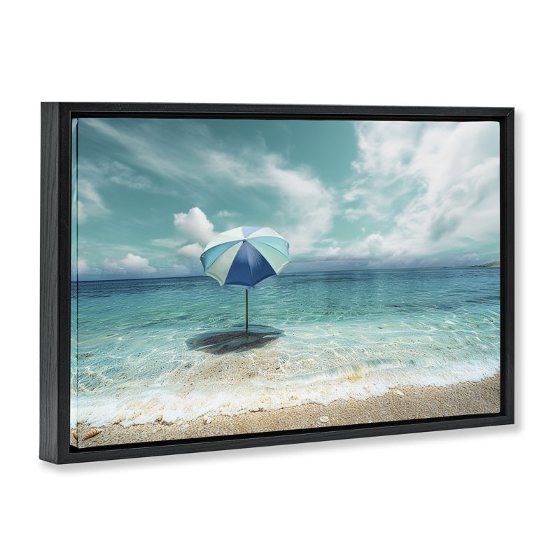 Parasol de plage en bord de mer, H 17 po x l 25 po, Cadre flottant noir de jais