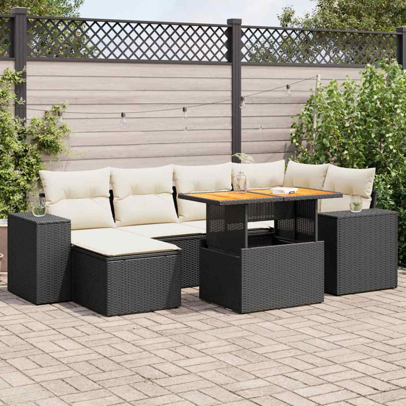 Vidaxl Garden Sofa Set Black, Cream White