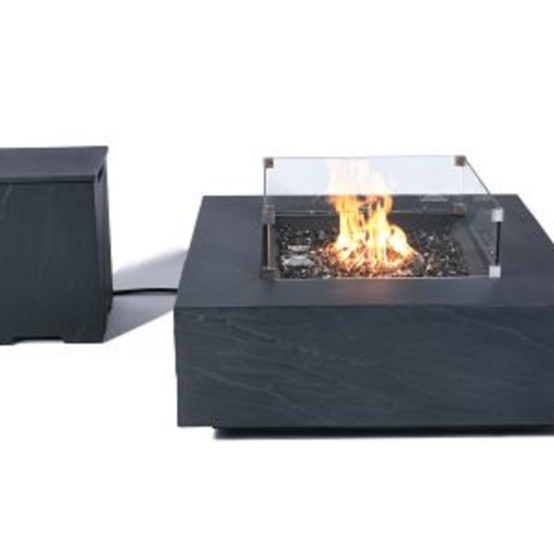 Square Smokeless Fire Pit Table, Propane, Space Grey