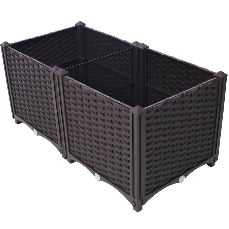 Deep Raised Garden Bed Plastic Planter - Self-Watering Box for Vegetables, Flowers, Herbs & Succulents, 31.5" L X 15.7" D X 14.7" H