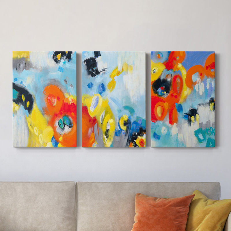 In the Loop II - ensemble de 3 peintures sur toile tendue, H 27 po x l 48 po x P 1 po