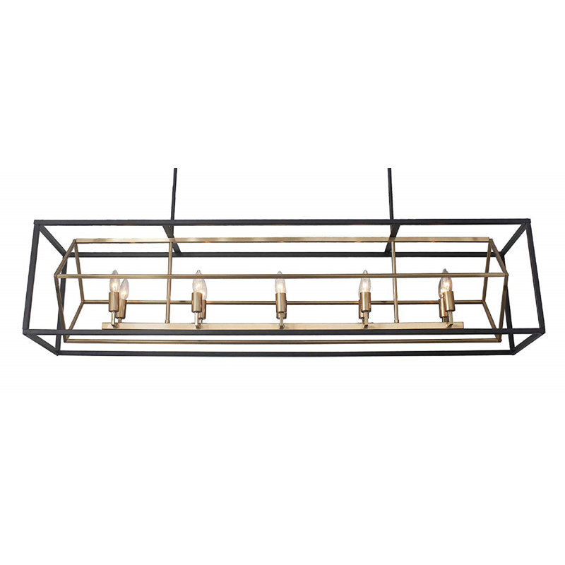 Lustre rectangulaire à 10 lumières Ellicott, Bronze