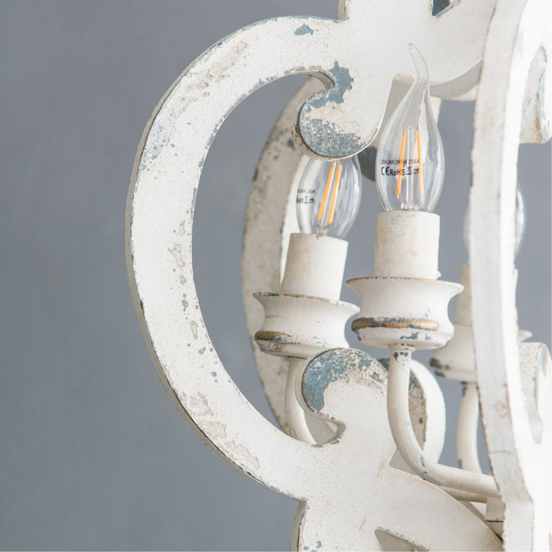 Lustre en bois de style champêtre, Beige