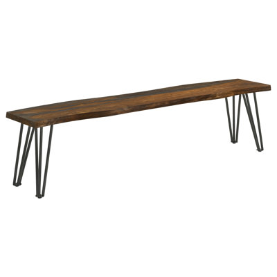 Jenniver Live Edge Wood Dining Bench Hairpin Legs Grey Sheesham