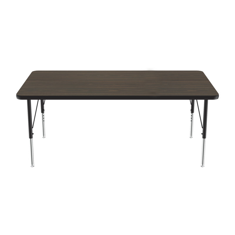 Table d'activité rectangulaire à hauteur ajustable, H 29 po x L 60 po x l 30 po, Noyers