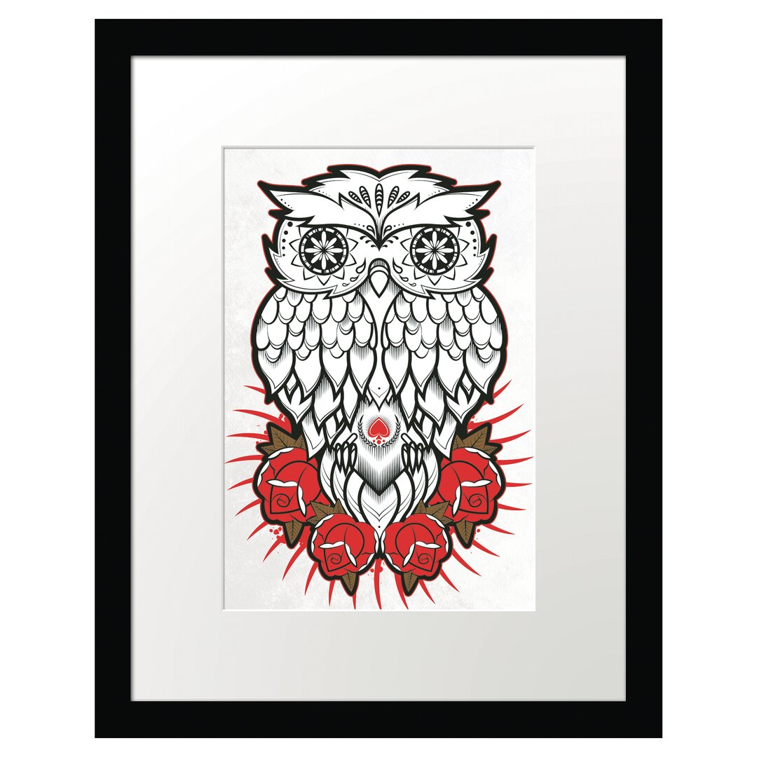 Gerahmtes Poster Owl White