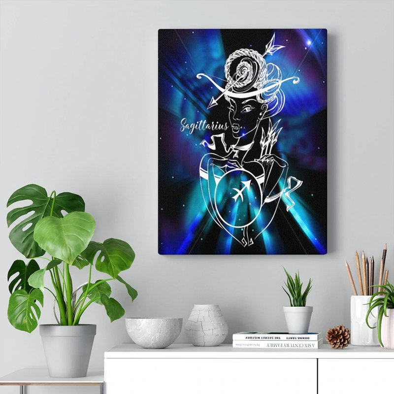 «Sagittarius Zodiac Horoscope Sign Constellation», impression sur toile, décoration d'intérieur prête à accrocher, œuvre d'art_109916