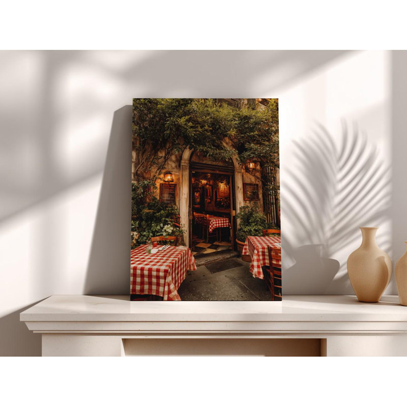 Trattoria italienne, reproduction d'art sur toile: restaurant européen romantique, H 30 po x l 20 po