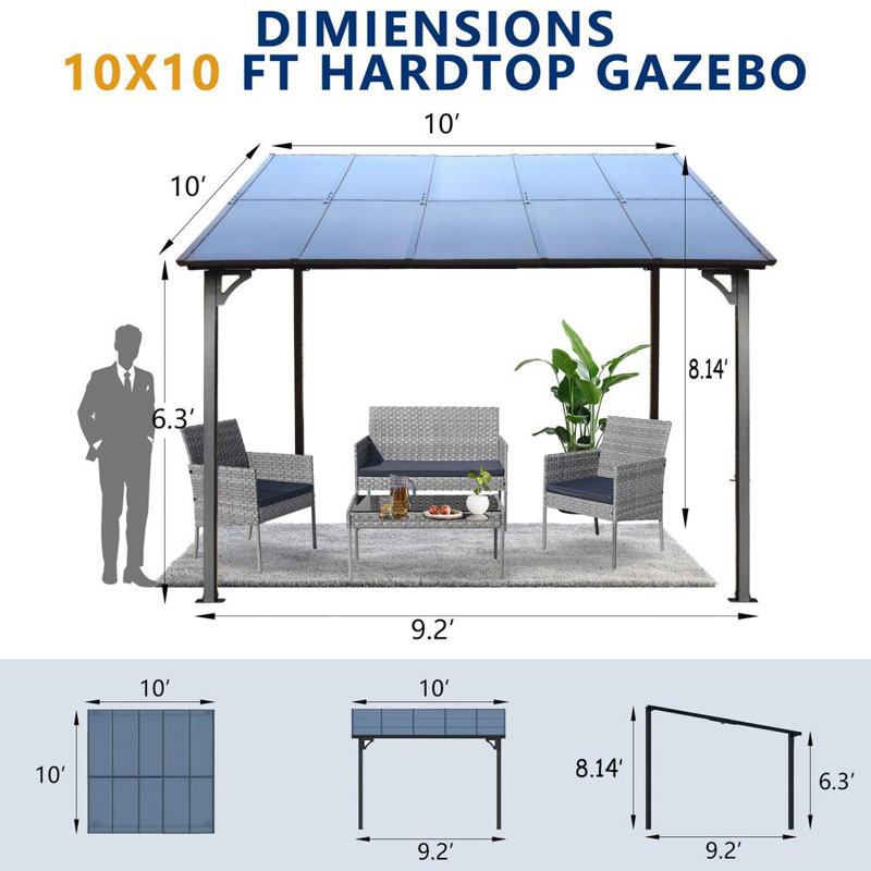 10' x 10' Outdoor Pergola Gazebo