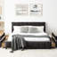 Dark Grey Upholstered Queen Platform Bed With Drawer Storage - Peaceful Size Upholstery And Headboard Relax-545436124