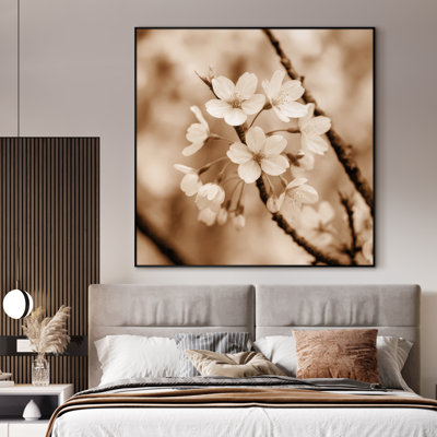 Très grand art mural imprimé sur toile - Fleurs abstraites, art floral moderne, décoration pour le salon ou la chambre à coucher - «Assemblage requis du cadre (cadre non fini)»