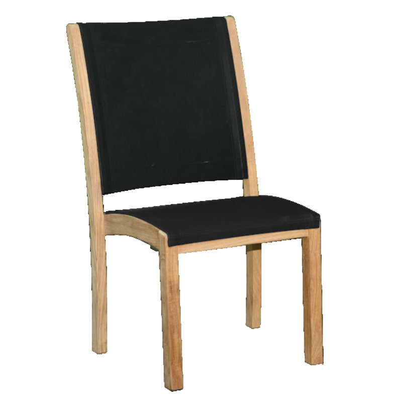 Riviera Teak Outdoor Sling Stacking Dining Chair, Black