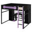 Lit mezzanine de jeu en bois gain de place avec éclairage RVB et port USB pour le chargement-892465626