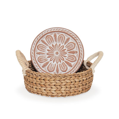 Handmade Bread Warmer & Wicker Basket - Flower