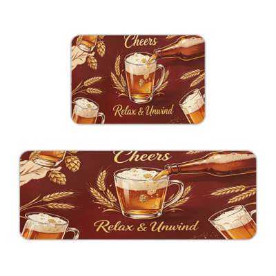 Ensemble de 2 tapis de cuisine Rustic Beer Wheat