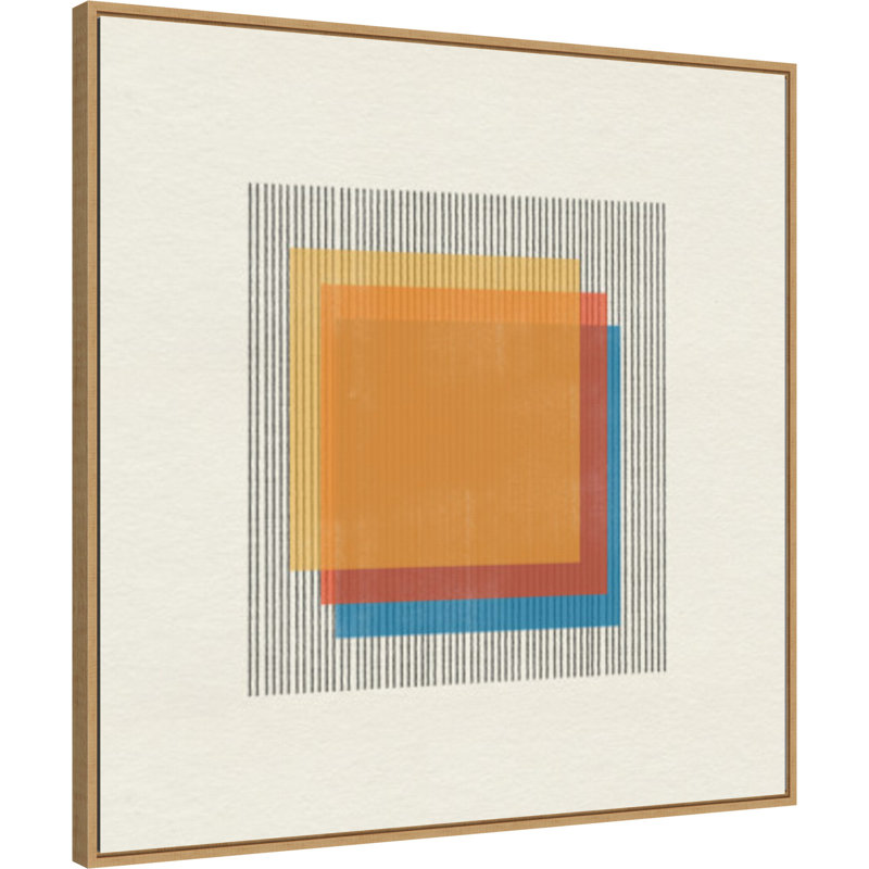 «Ezmariah Midcentury Modern Squares No 1», reproduction encadrée sur toile par le studio MIUUS, H 22 po x l 22 po x P 2 po