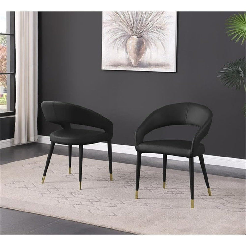 Crowson 19'' H Faux Leather Upholstered Armchair, Black