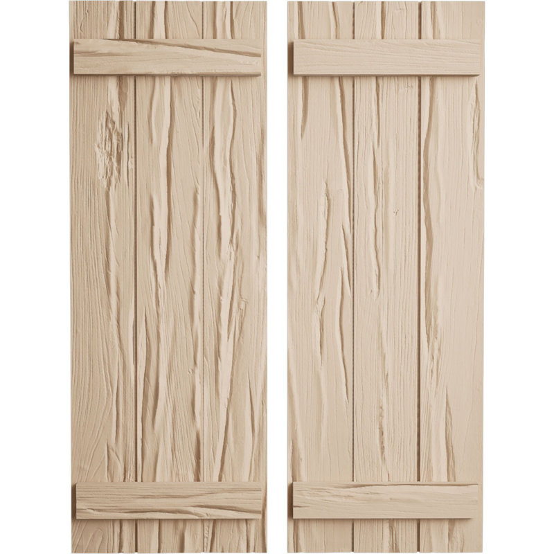 Volets en faux bois rustique à planche et nouettes (par paire), H 26 po x l 16,5 po x P 1 po, 16"