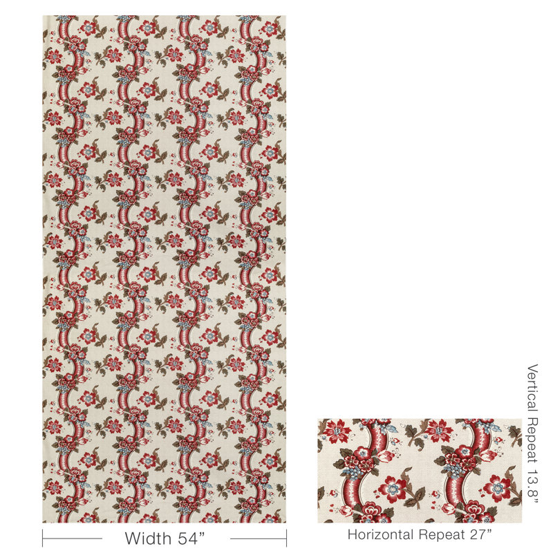 Benday Print Fabric, Red/Blue