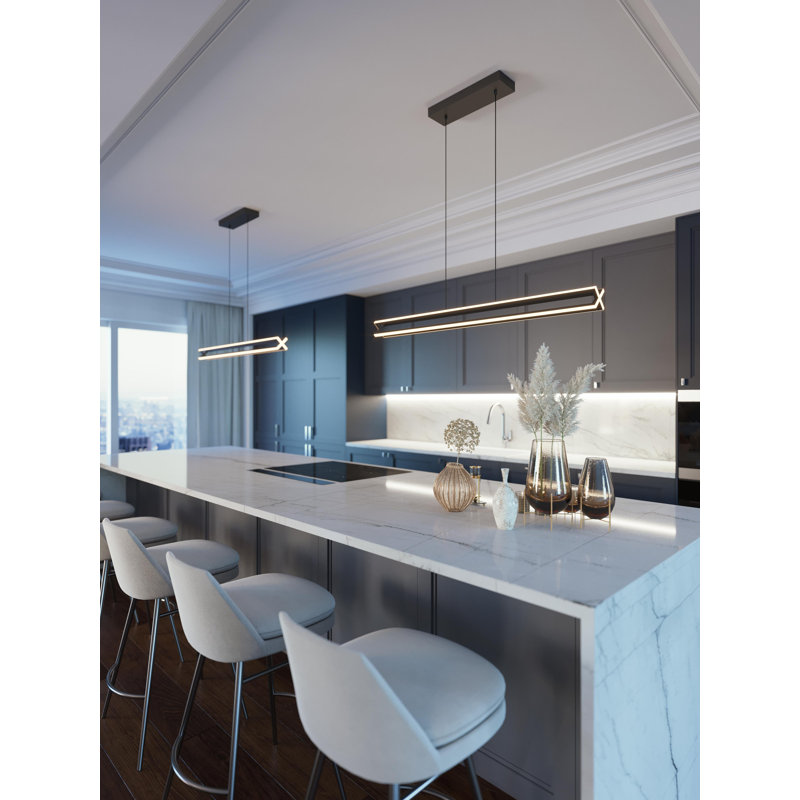 Luminaire suspendu linéaire à 1 lumière pour îlot de cuisine Mootje, Noir