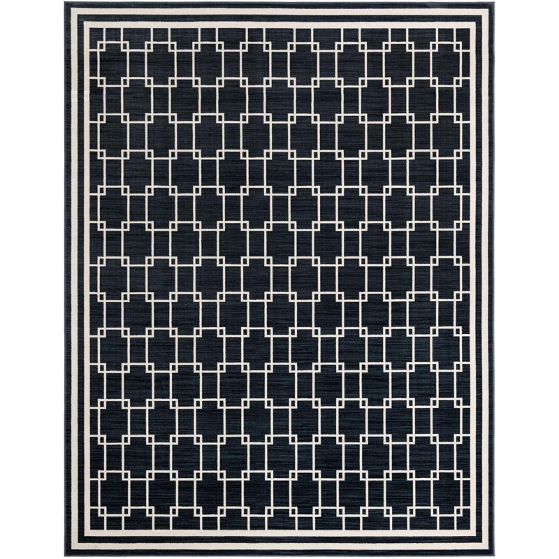 Tapis contemporain bleu Ogorman, Rectangle 7 pi 10 po x 10 pi