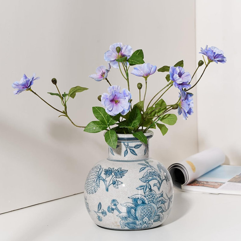 Vase rétro bleu et blanc