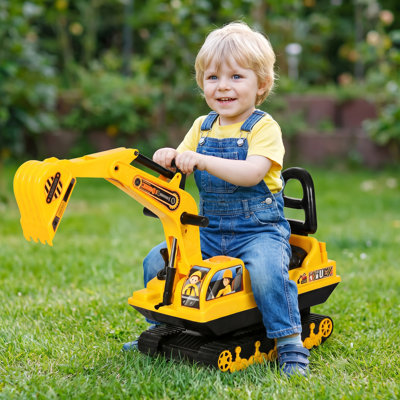 Jouet pour enfant avec seau mobile, corne, rangement sous le siège et conception anti-basculement, jaune