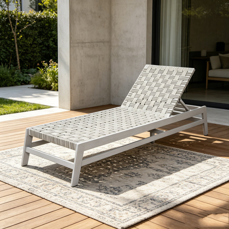 Outdoor Rope Chaise Lounge, Grey,LIGHT GREY