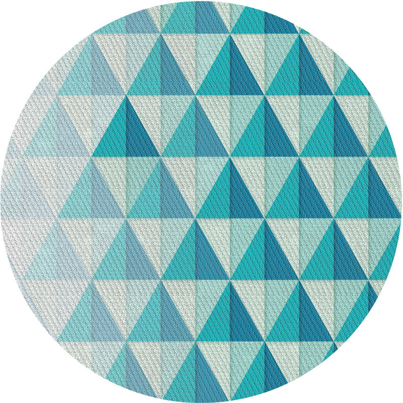 Tapis vert clair/gris/beige à motifs, Rond 4 pi