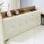 Lit de jour simple en velours avec revêtement beige, tête de lit avec rangement, chargement sans fil, lumières et fonction à DEL, lumières de tiroirs de taille sérénité, espace invitant-130104369