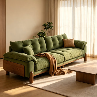 Extra-large plush sofa with solid wood frame